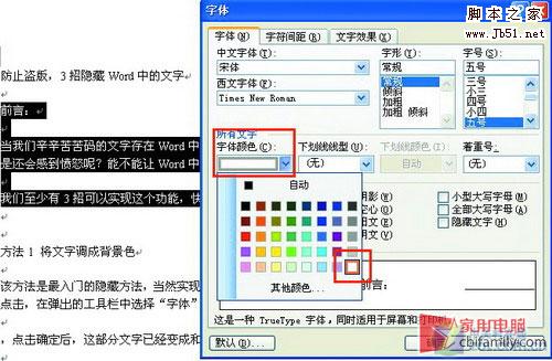 三招巧隐藏Word中的文字 防止被盗