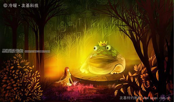 绘画教程:友基温暖插画教程《青蛙王子》,PS教程,思缘教程网