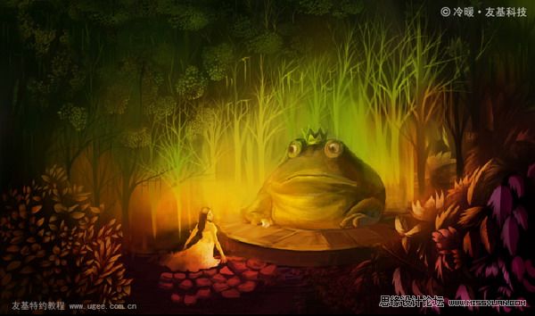 绘画教程:友基温暖插画教程《青蛙王子》,PS教程,思缘教程网