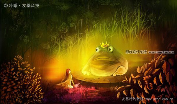 绘画教程:友基温暖插画教程《青蛙王子》,PS教程,思缘教程网