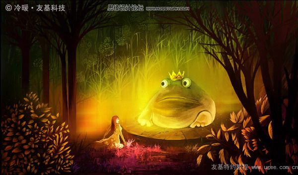 绘画教程:友基温暖插画教程《青蛙王子》,PS教程,思缘教程网