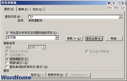 查找和替换对话框